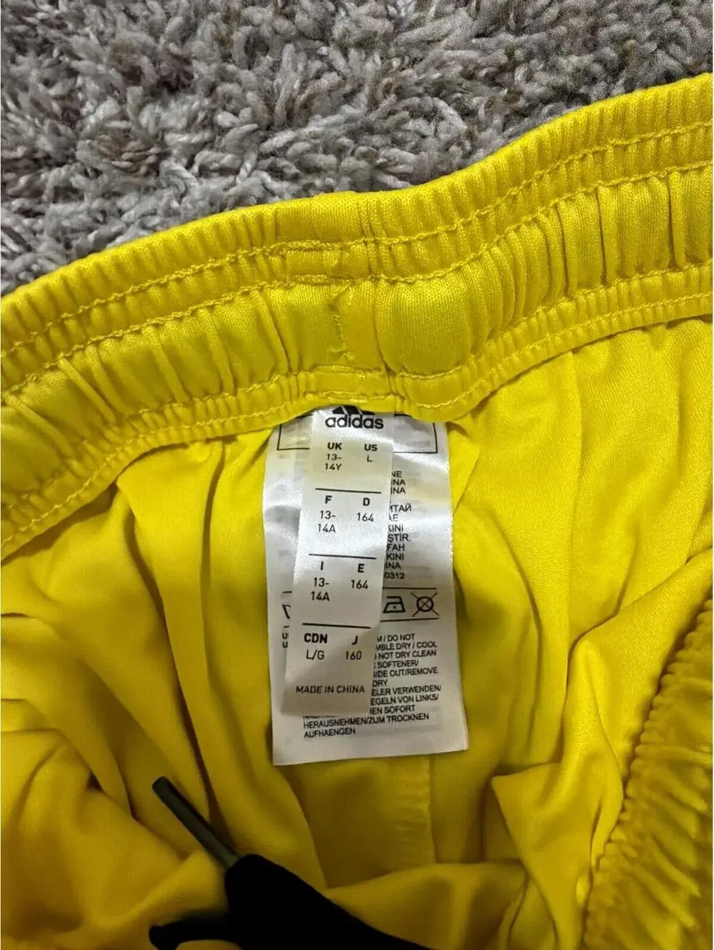 Adidas Boys Yellow Athletic Shorts Large - Picture 2 of 3